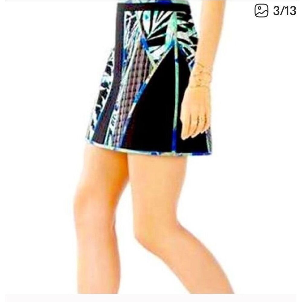 BCBG Max Azria Andrick Quilted Bamboo Print-Blocked Mini Skirt size 4 - Picture 1 of 5
